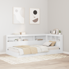 vidaXL Könyvespolcos ágy Fehér 90x200 cm Mérnöki fa ágy és ágykellék