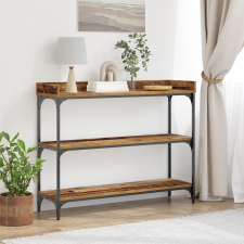vidaXL Konzol Asztal Régi Fa 100x30x80 cm Üvegszálas Fa és Acél bútor