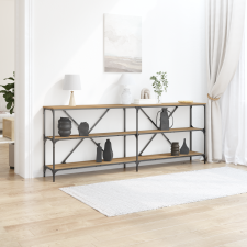 vidaXL Konzolasztal Artisan Tölgy 200x30x75 cm Műanyag Fa és Acél bútor