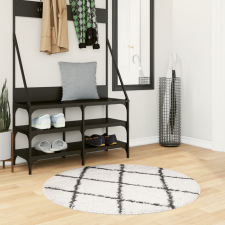vidaXL krém és fekete hosszú szálú bozontos modern szőnyeg Ø 100 cm lakástextília