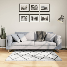 vidaXL Krém és fekete hosszú szálú bozontos modern szőnyeg 120x170 cm lakástextília