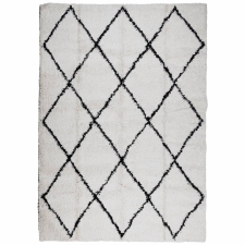 vidaXL krém és fekete hosszú szálú bozontos modern szőnyeg 140x200 cm (375367) lakástextília