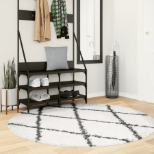 vidaXL krém és fekete hosszú szálú bozontos modern szőnyeg Ø 160 cm lakástextília