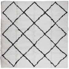 vidaXL krém és fekete hosszú szálú bozontos modern szőnyeg 200x200 cm (375370) lakástextília