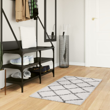 vidaXL krém és fekete hosszú szálú bozontos modern szőnyeg 60x110 cm lakástextília