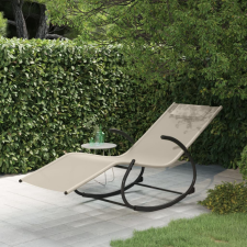vidaXL krémszínű acél és textilén hintázó napozóágy kerti bútor