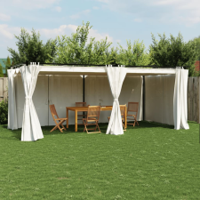 vidaXL krémszínű acél pavilon függönyökkel 6 x 3 m kerti bútor