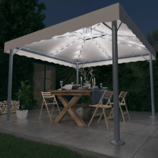 vidaXL krémszínű alumíniumpavilon LED fényfüzérrel 300 x 300 cm kerti bútor