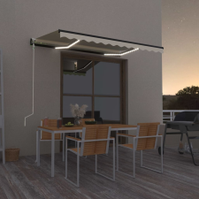 vidaXL krémszínű automata szélérzékelős és LED-es napellenző 350x250cm kerti bútor