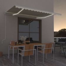 vidaXL krémszínű automata szélérzékelős és LED-es napellenző 450x350cm kerti bútor