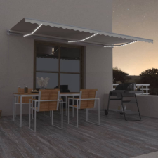 vidaXL Krémszínű automata szélérzékelős és LED-es napellenző 600x350cm kerti bútor