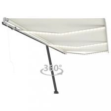 vidaXL krémszínű automata szélérzékelős és LED-es napellenző 600x350cm kerti bútor