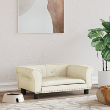 vidaXL krémszínű bársony kutyaágy 70 x 45 x 30 cm szállítóbox, fekhely kutyáknak