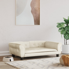 vidaXL Krémszínű bársony kutyaágy 95x55x30 cm szállítóbox, fekhely kutyáknak