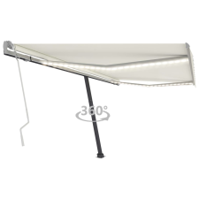 vidaXL krémszínű kézzel kihúzható LED-es napellenző 400 x 350 cm kerti bútor