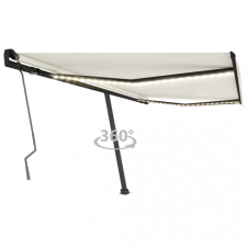 vidaXL krémszínű kézzel kihúzható LED-es napellenző 450 x 350 cm kerti bútor