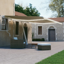 vidaXL krémszínű kézzel kihúzható LED-es napellenző 500 x 300 cm kerti bútor