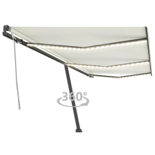 vidaXL krémszínű kézzel kihúzható LED-es napellenző 600 x 300 cm kerti bútor
