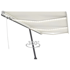 vidaXL krémszínű kézzel kihúzható LED-es napellenző 600 x 350 cm kerti bútor