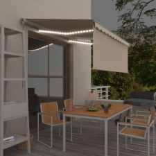 vidaXL krémszínű kézzel kihúzható LED-es napellenző redőnnyel 3,5x2,5m kerti bútor