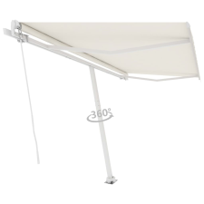 vidaXL krémszínű kézzel kihúzható póznás napellenző 450 x 350 cm kerti bútor