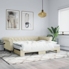vidaXL krémszínű kihúzható műbőr heverő matraccal 90 x 200 cm ágy és ágykellék