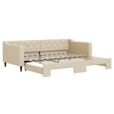 vidaXL krémszínű kihúzható szövet heverő 90 x 200 cm (3197430) ágy és ágykellék