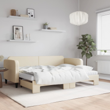 vidaXL krémszínű kihúzható szövet heverő matracokkal 80 x 200 cm ágy és ágykellék