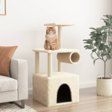 vidaXL Krémszínű macskabútor szizál kaparófákkal 109,5 cm macskabútor