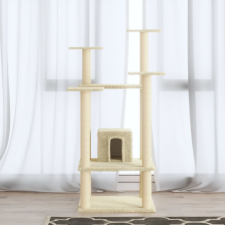 vidaXL krémszínű macskabútor szizál kaparófákkal 110 cm macskafelszerelés