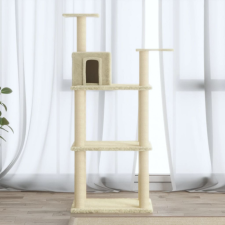 vidaXL krémszínű macskabútor szizál kaparófákkal 119 cm macskafelszerelés