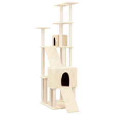 vidaXL krémszínű macskabútor szizál kaparófákkal 190 cm (171648) macskafelszerelés