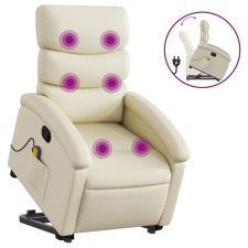 vidaXL krémszínű műbőr dönthető masszázs- és állófotel (3204048) masszázsfotel