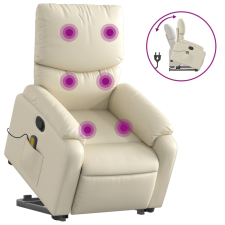 vidaXL krémszínű műbőr dönthető masszázs- és állófotel (3204894) masszázsfotel