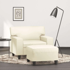 vidaXL krémszínű műbőr kanapéfotel lábtartóval 60 cm bútor