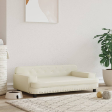 vidaXL krémszínű műbőr kutyaágy 90 x 53 x 30 cm szállítóbox, fekhely kutyáknak