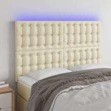 vidaXL krémszínű műbőr LED-es fejtámla 144x5x118/128 cm ágy és ágykellék