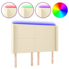 vidaXL krémszínű műbőr LED-es fejtámla 147x16x118/128 cm  (3123860) ágy és ágykellék