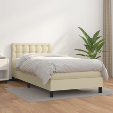 vidaXL krémszínű műbőr rugós ágy matraccal 100 x 200 cm ágy és ágykellék
