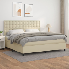 vidaXL krémszínű műbőr rugós ágy matraccal 200 x 200 cm ágy és ágykellék
