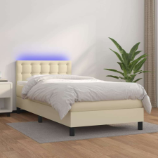 vidaXL krémszínű műbőr rugós ágy matraccal és LED-del 100x200 cm ágy és ágykellék