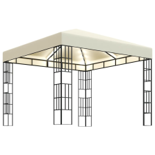 vidaXL krémszínű pavilon fényfüzérrel 3 x 3 m kerti bútor