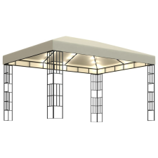 vidaXL krémszínű pavilon fényfüzérrel 3 x 4 m kerti bútor
