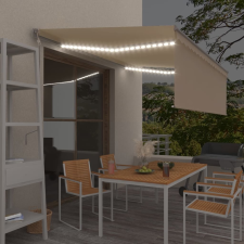 vidaXL krémszínű szélérzékelős, LED-es napellenző redőnnyel 4 x 3 m kerti bútor