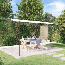 vidaXL Krémszínű szövet és acél pavilon 4 x 3 m 180 g/m² kerti bútor