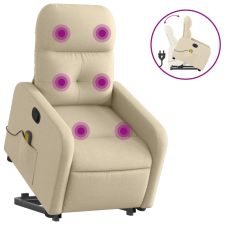 vidaXL krémszínű szövet felállást segítő dönthető masszázsfotel (3206812) masszázsfotel