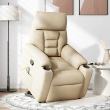 vidaXL krémszínű szövet felállást segítő dönthető masszázsfotel (3303050) masszázsfotel
