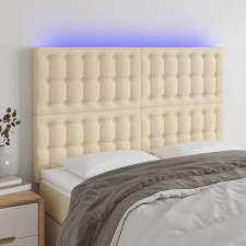 vidaXL krémszínű szövet LED-es fejtámla 144x5x118/128 cm ágy és ágykellék