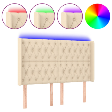 vidaXL krémszínű szövet LED-es fejtámla 147x16x118/128 cm (3124387) ágy és ágykellék