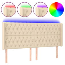 vidaXL krémszínű szövet LED-es fejtámla 183x16x118/128 cm (3124403) ágy és ágykellék